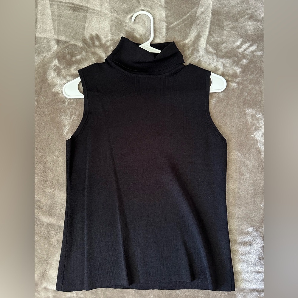 Sleeveless Black Turtleneck Tank Top